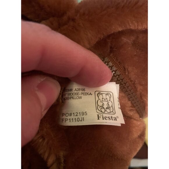 Fiesta Brown Moose 19" Peek a Boo Pillow Plush cream Pillow Moose Picture Zip Cl - Picture 11 of 11